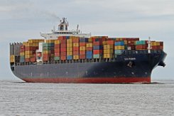 E.R. PUSAN - 277m (+) [IMO:9211169] Containerschiff (Container ship) Aufnahme: 2014-08-04 (+) (verschrottet/scrapped) Baujahr: 2000 | DWT: 67737t | Breite: 40m | Tiefgang: 14m |...