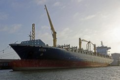 ARICA - 225m (ex) [IMO:9399741] Containerschiff (Container ship) Aufnahme: 2016-12-27 Neuer Name: ROBIN 4 Baujahr: 2007 | DWT: 35359t | Breite: 31m | Ladekapazität: 2797 TEU...