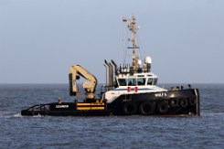 WULF 4 - 26m [IMO:9639737] Hafenschlepper (Tug) Fotodatum: 2018-12-30 Baujahr: 2011 | Bollard pull: 30t | Breite: 9,10m | Tiefgang: 2,63m Maschinenleistung: 1640 KW |...