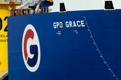 [Schiffe Spezial] GPO GRACE (8) Dias Halbtaucherschiff / Schwerlastschiff GPO GRACE verlässt am 2025-05-31 den Rotterdamer Hafen mit Bauteilen für Windkraftanlagen.
